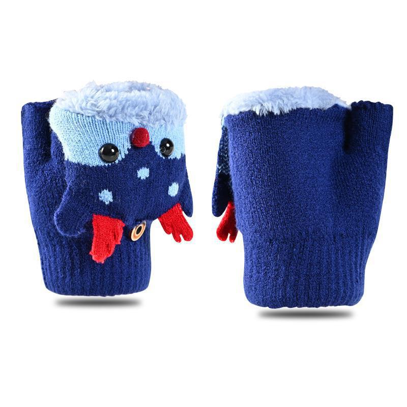 Wholesale Children's Flip Half Finger Cartoon Knitted Gloves