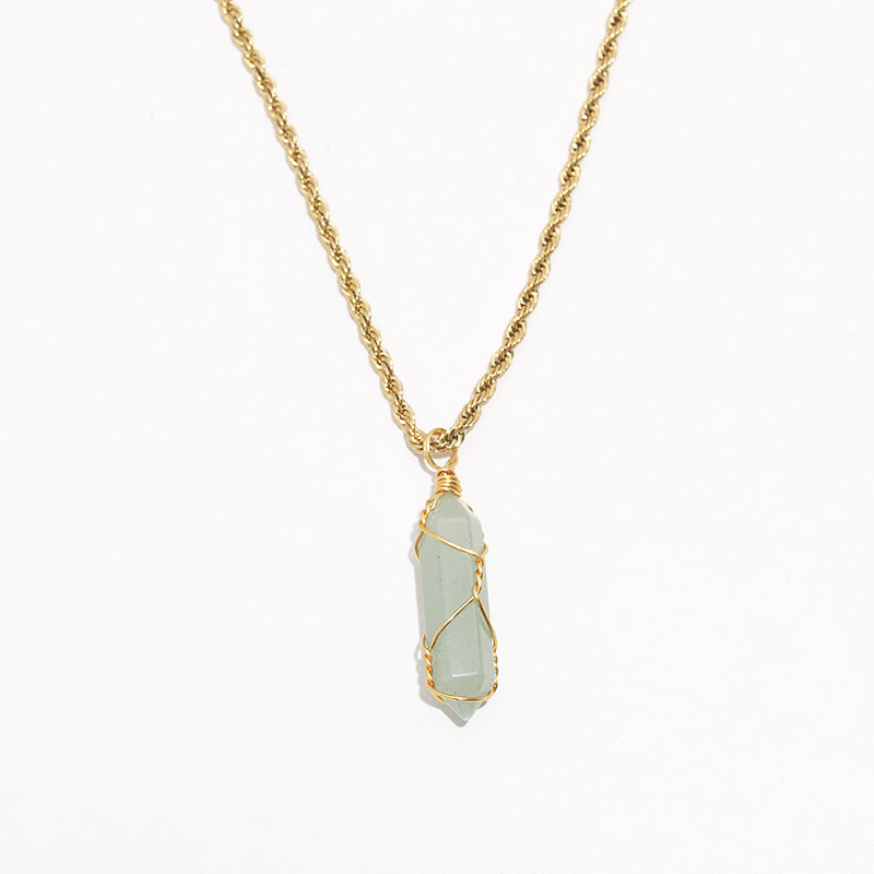 Wholesale turquoise pendant titanium steel twist chain crystal does not fade Necklaces