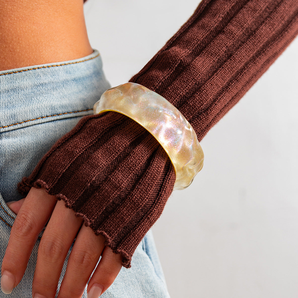 Wholesale sweet cool ins wind glitter wide bracelet