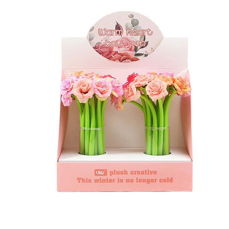 Wholesale Colorful flower soft silicone shaking  Plastic Pen