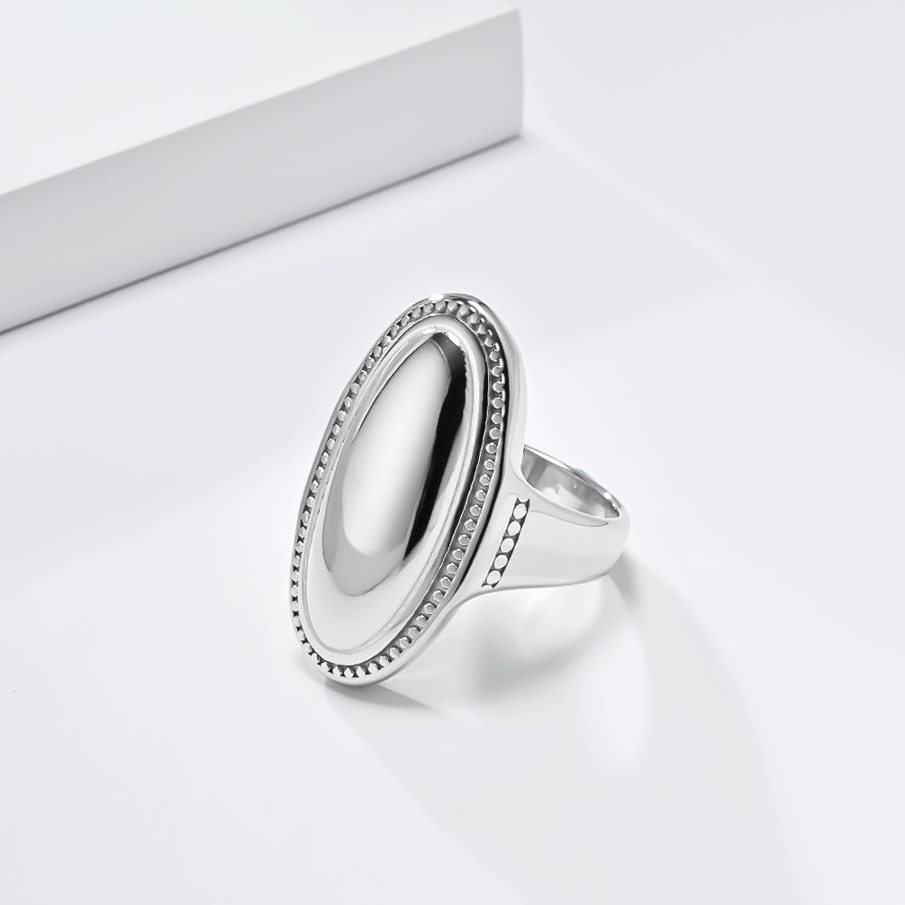 Wholesale Oval large polished titanium steel exaggerated ring