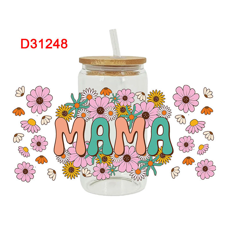 Wholesale Flower Mother's Day 16oz Cup UV DTF Wraps