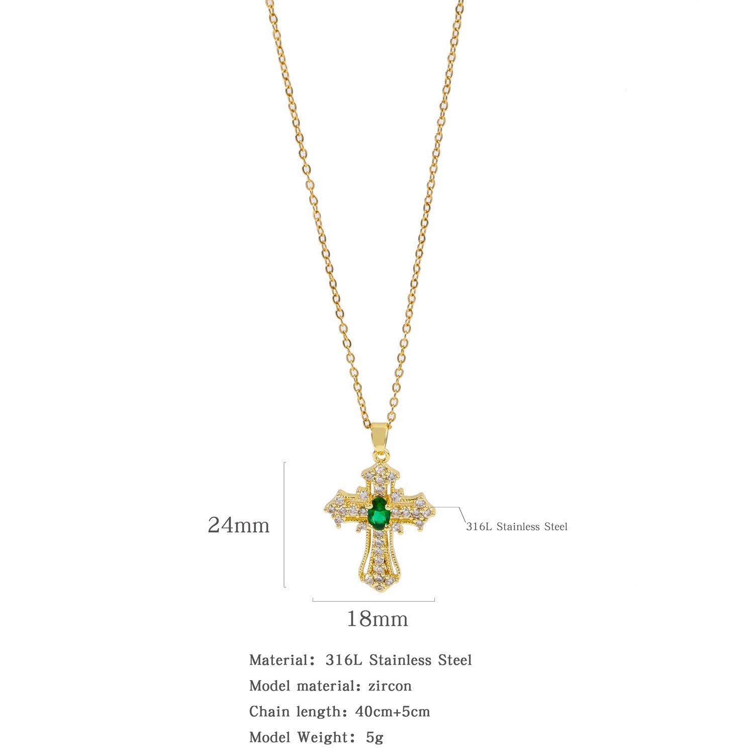 Wholesale Colorfulful Zircon Men' s and Women' s Cross Necklace Niche Design