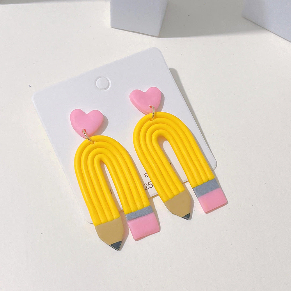 Wholesale Teacher's Day Soft Clay Elbow Striped U-shaped Earrings