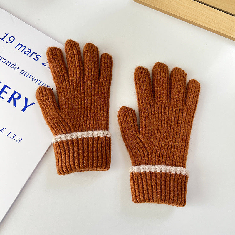Wholesale Contrasting Edge Knitted Fingerless Touch Screen Gloves