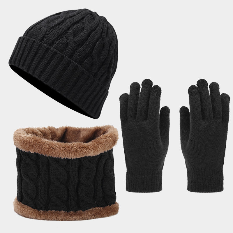 Wholesale Winter Retro Thickened Warm Hat Scarf and Gloves Set