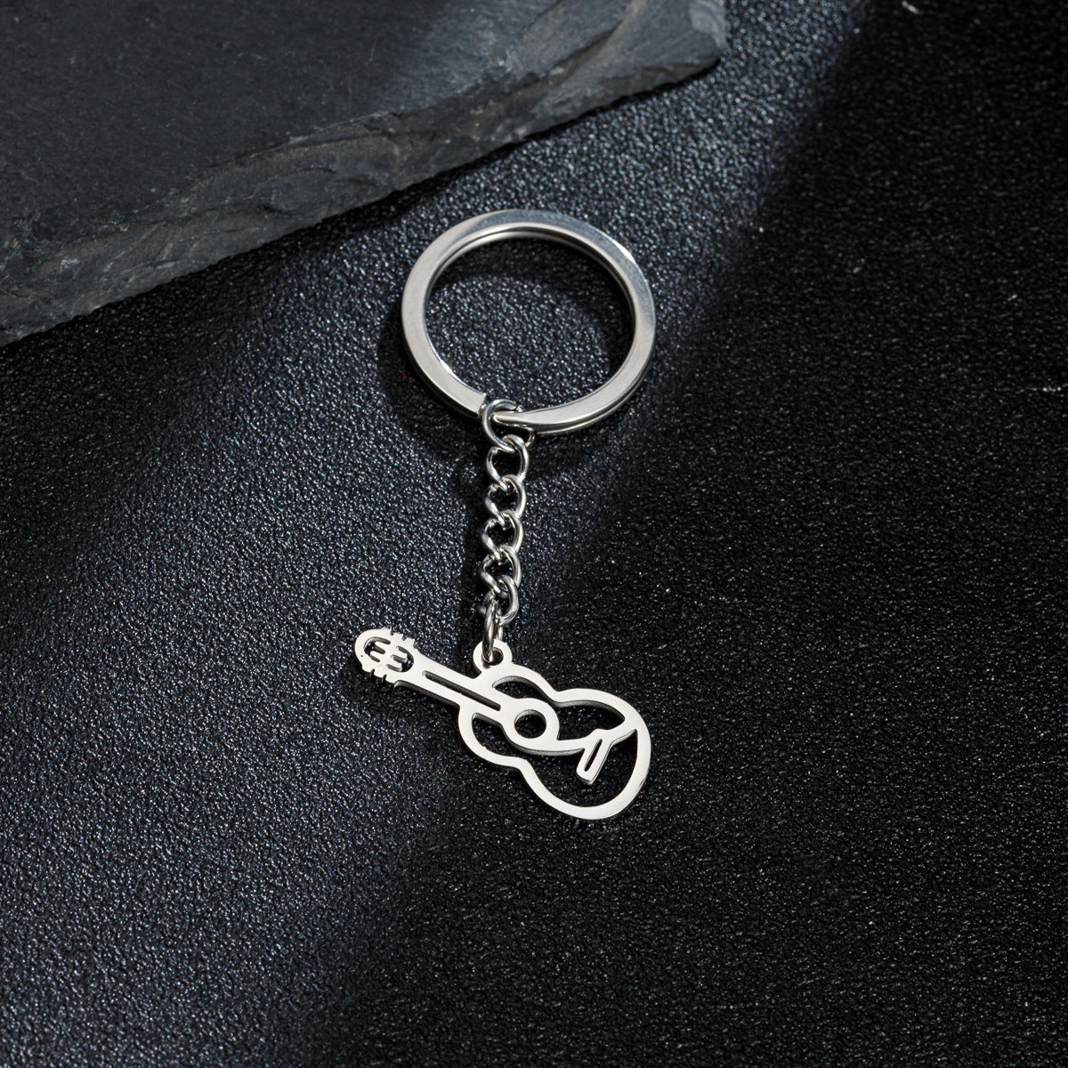 Wholesale Stainless Steel Mini Guitar Keychain