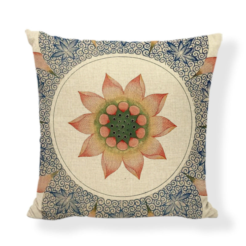 Wholesale Ethnic Style Retro Prints Polyester Linen Pillowcase