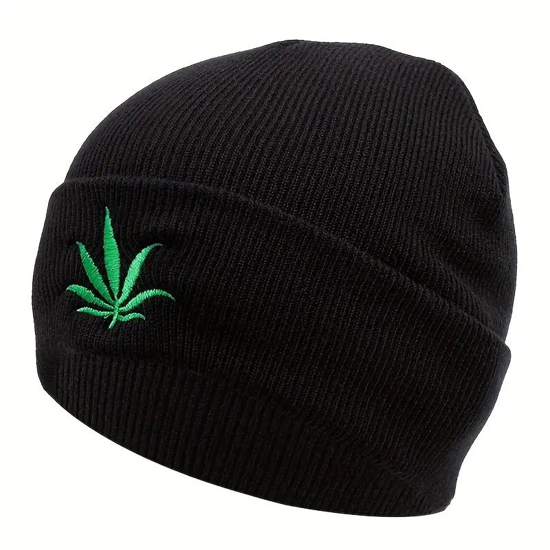 Wholesale Acrylic Embroidered Maple Leaf Knitted Hats