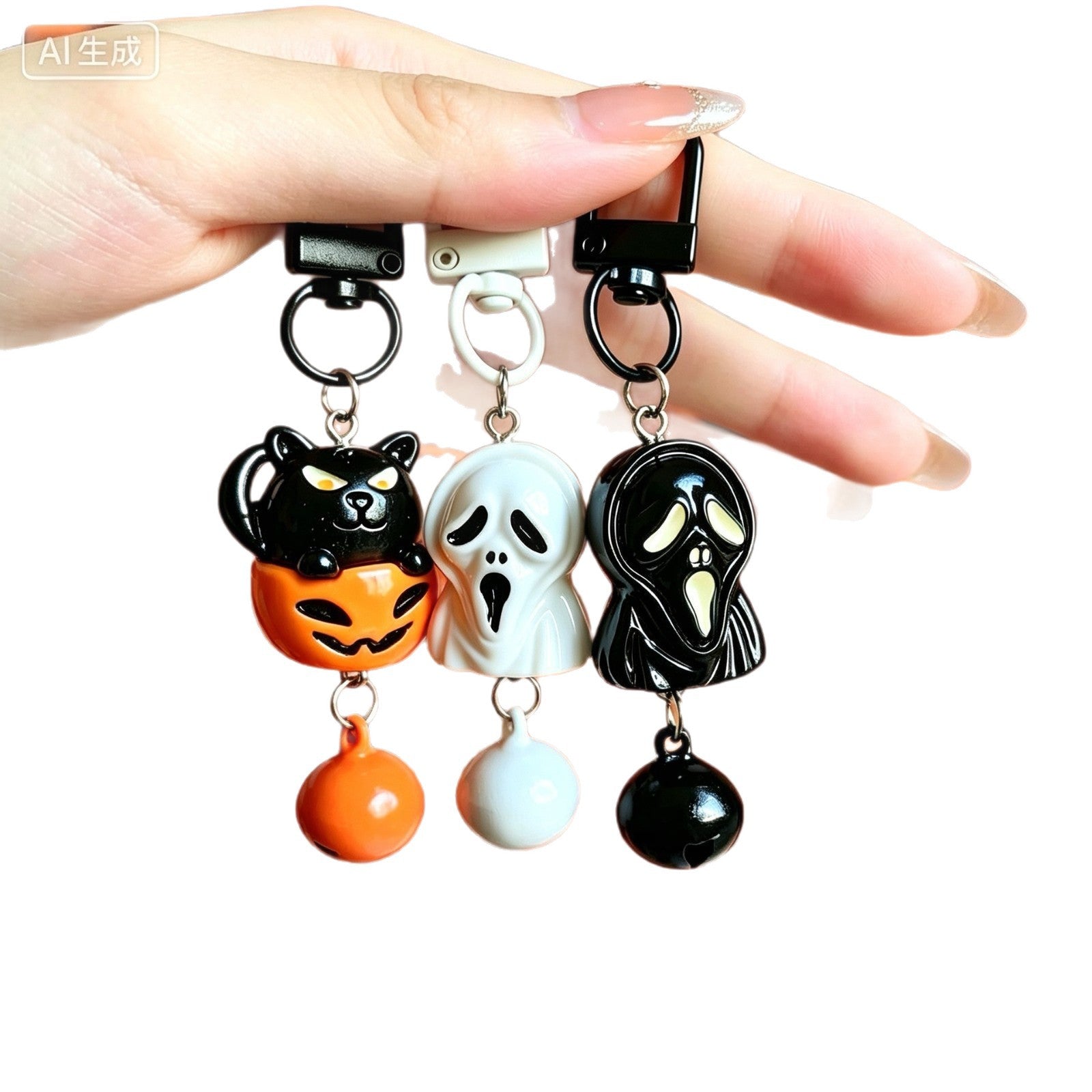 Wholesale  3D Skull Ghost Pumpkin Keychain Bag Charm Car Key Accessory Trendy Dark Style For Resale