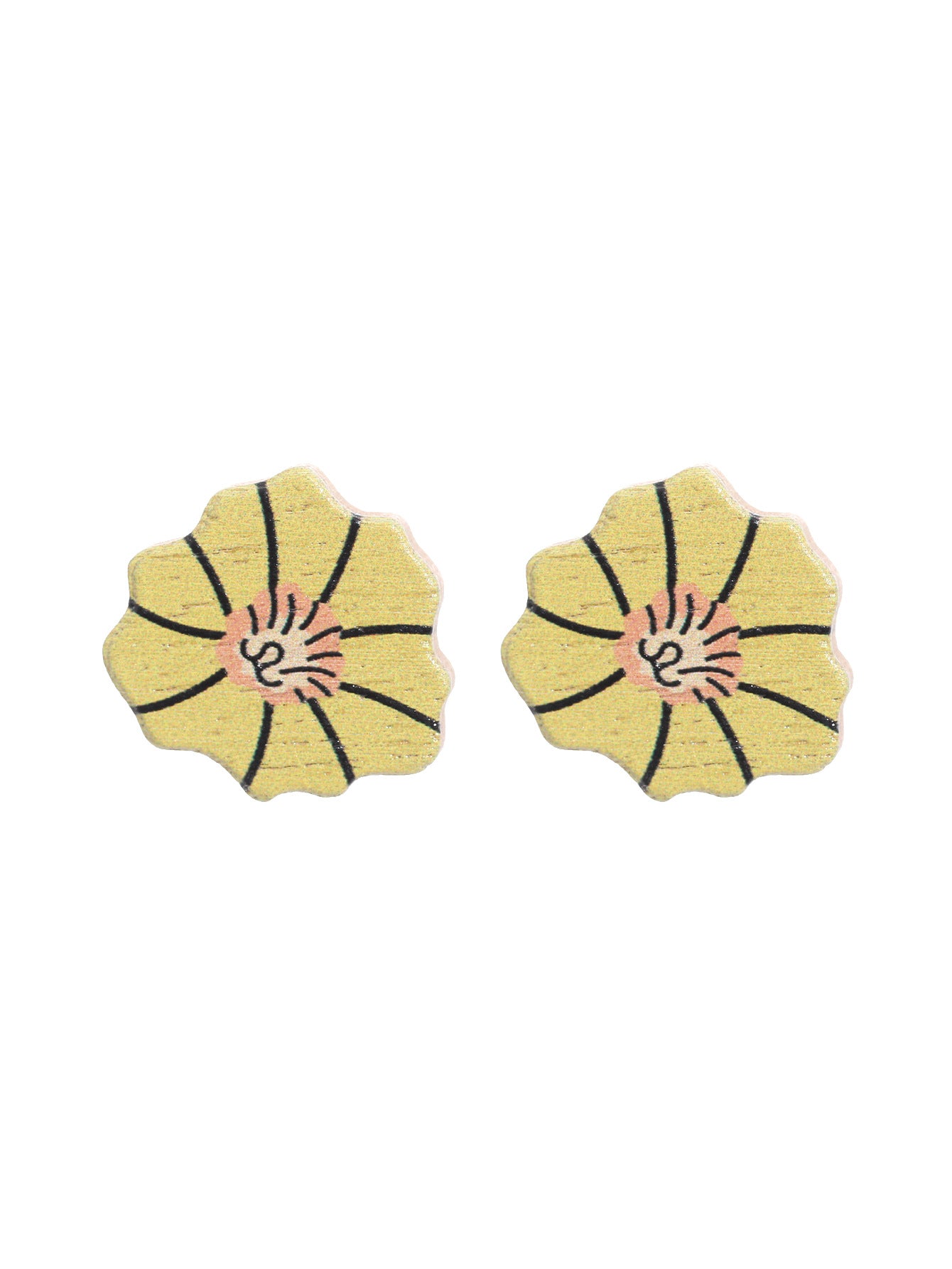 Wholesale Western Style Sunflower Flower Chrysanthemum Pattern Wooden Earrings