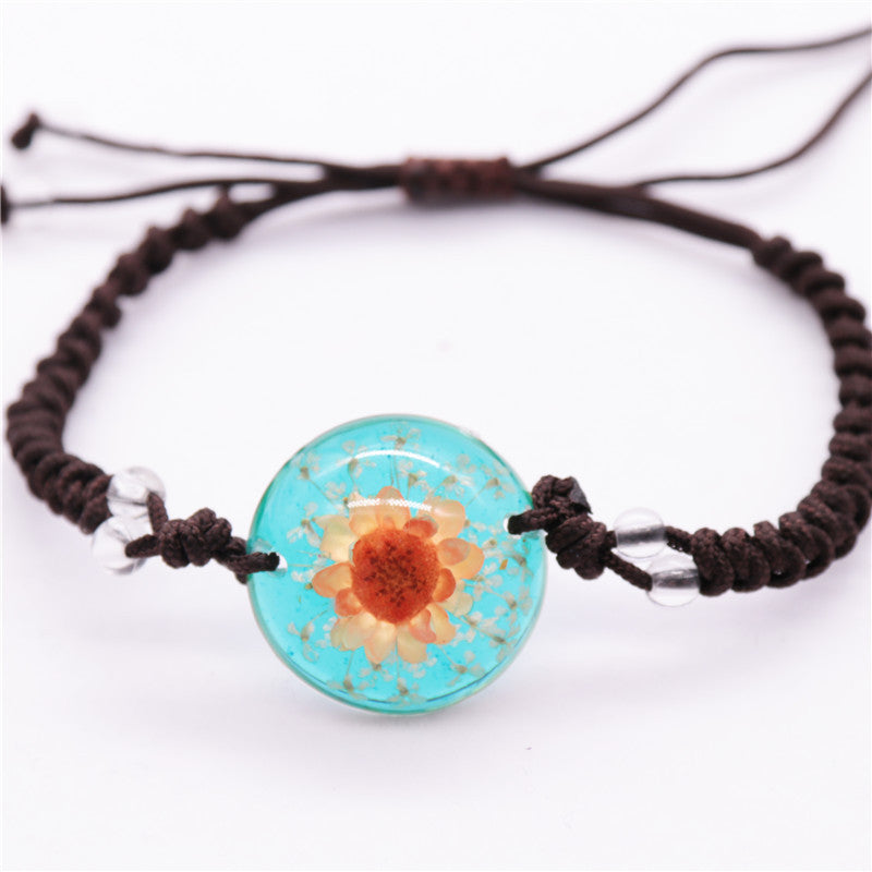 Wholesale 10pcs Amber Specimen Creative Real Flower Amber Bracelet