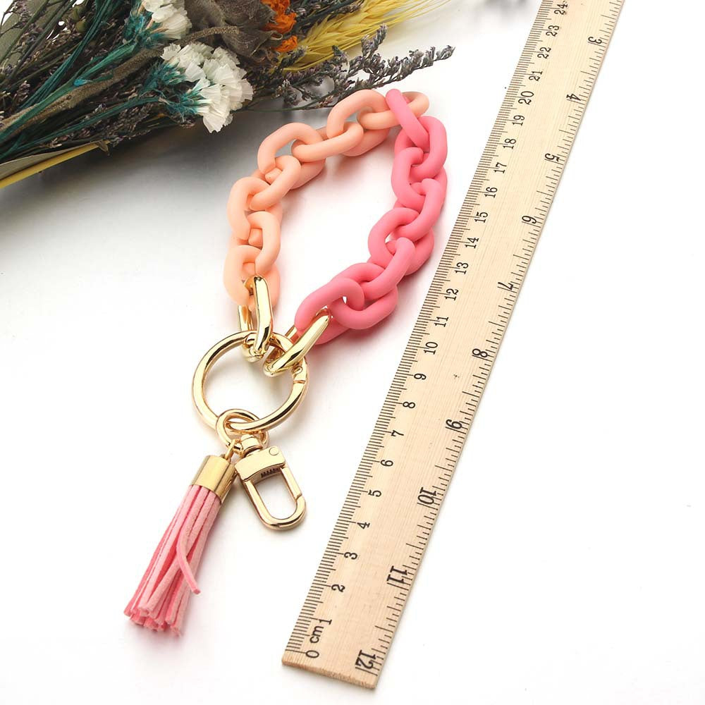 Wholesale Colorful PU Tassel Acrylic Wrist Keychain