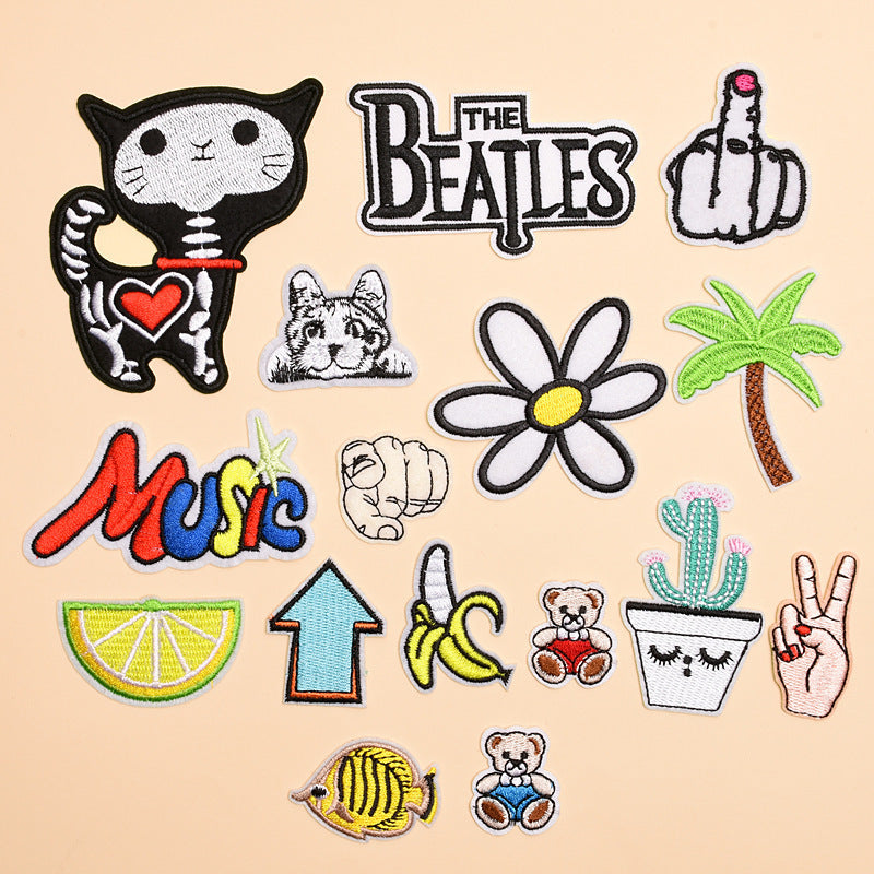 Wholesale Stylish Cartoon Embroidered Patches Floral Banana Letter Designs For Coats Decorative Craft Supply Gift