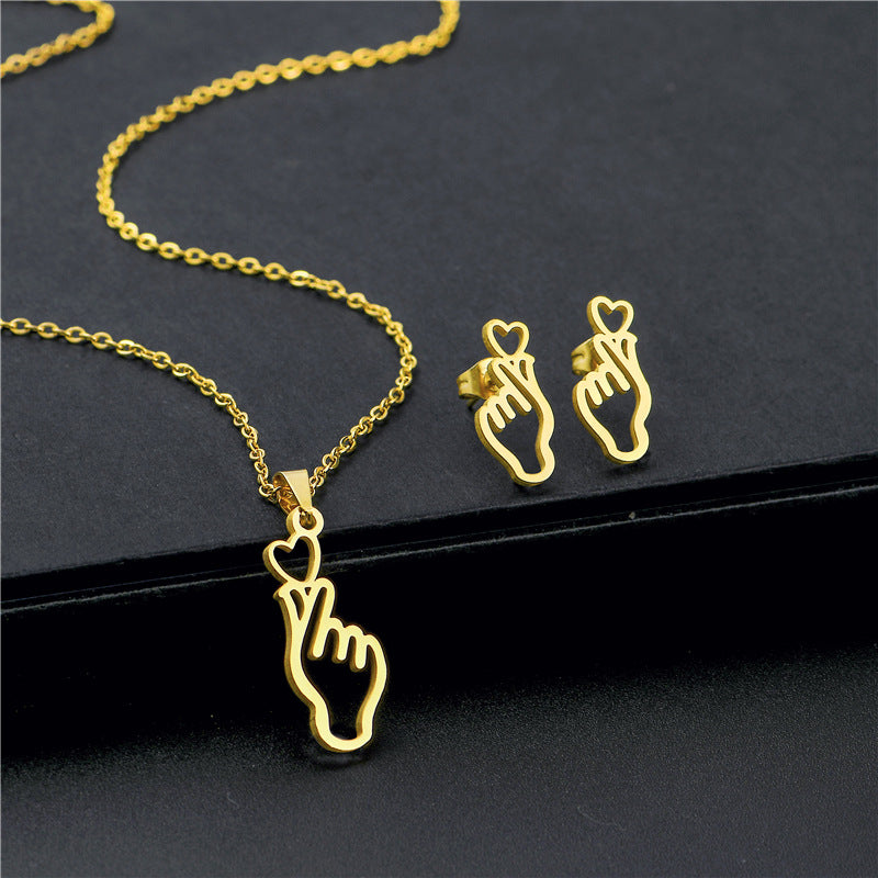 Wholesale Hollow Palm Necklace Earring Set