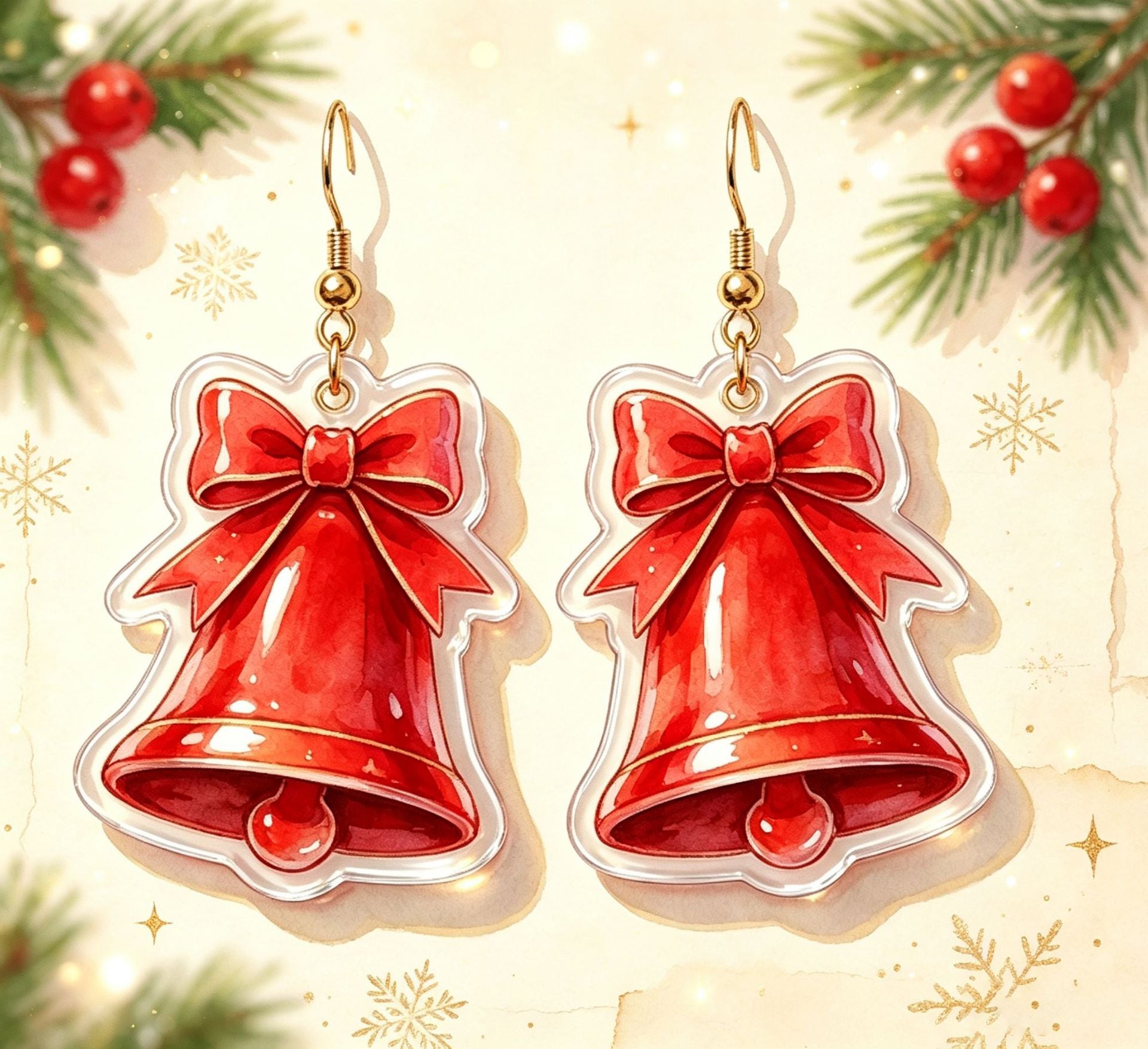 Wholesale Acrylic Earrings With Christmas Bell Pattern Fashion Jewelry Accessory For Party And Gift