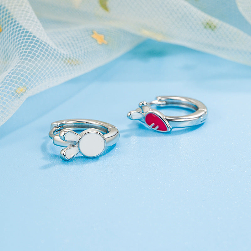 Wholesale Rabbit radish ear buckle women's elegant small simple cute asymmetric niche exquisite earrings