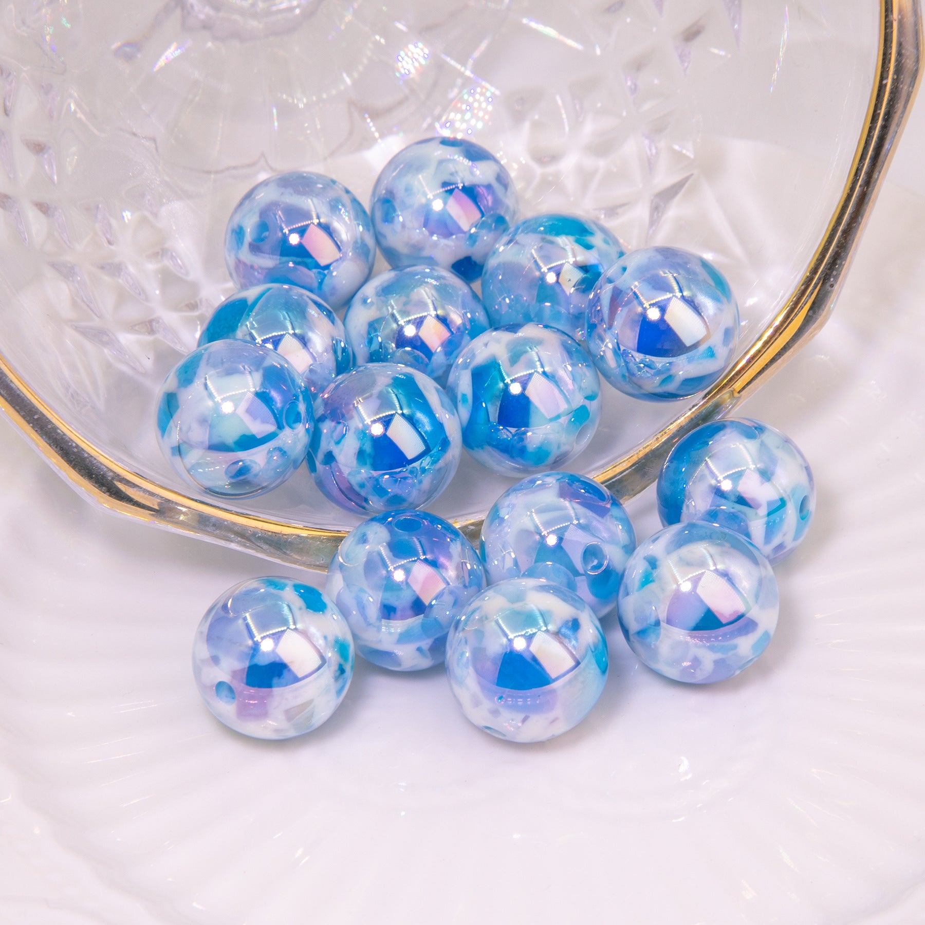 Wholesale 10pcs Colorful Galaxy Resin Round Beads