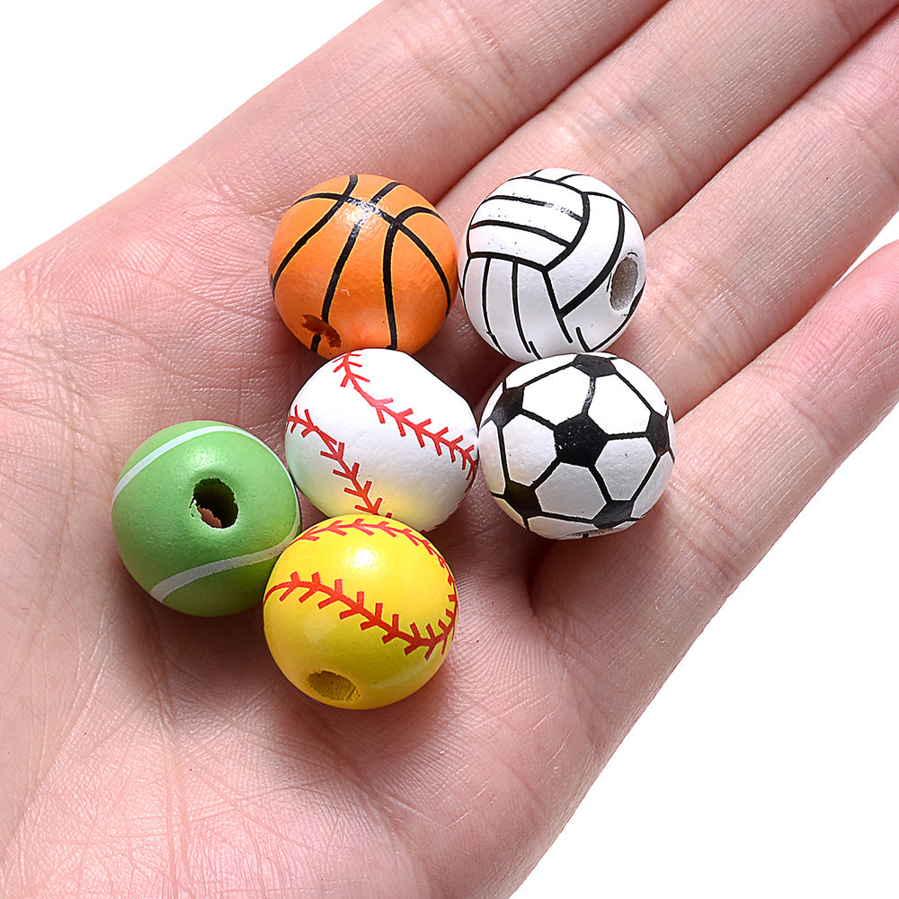 Wholesale 50pcs Acrylic Baseball Basketball Soccer Tennis Loose Beads