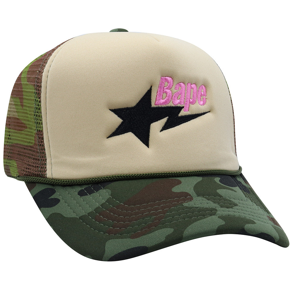 Wholesale Plaid Camouflage Embroidered Truck Hat Sun Protection Mesh Baseball Cap