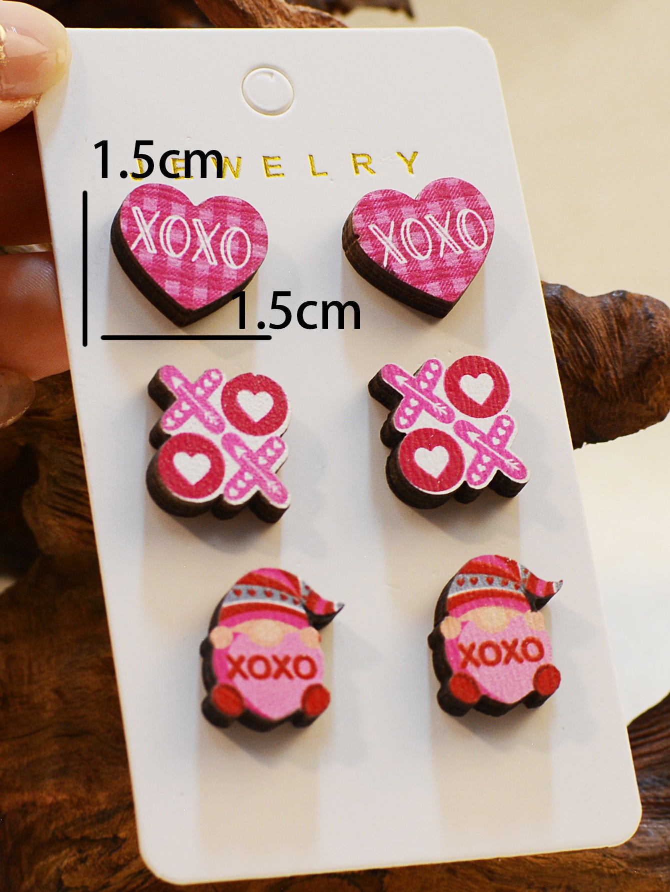 Wholesale Valentine's Day Love XOXO Coffee Cup Wooden Earrings Set