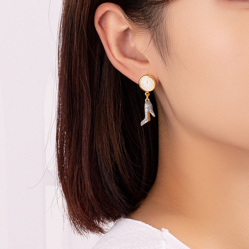 Wholesale Pumpkin Crystal Slippers Creative Clock Earrings