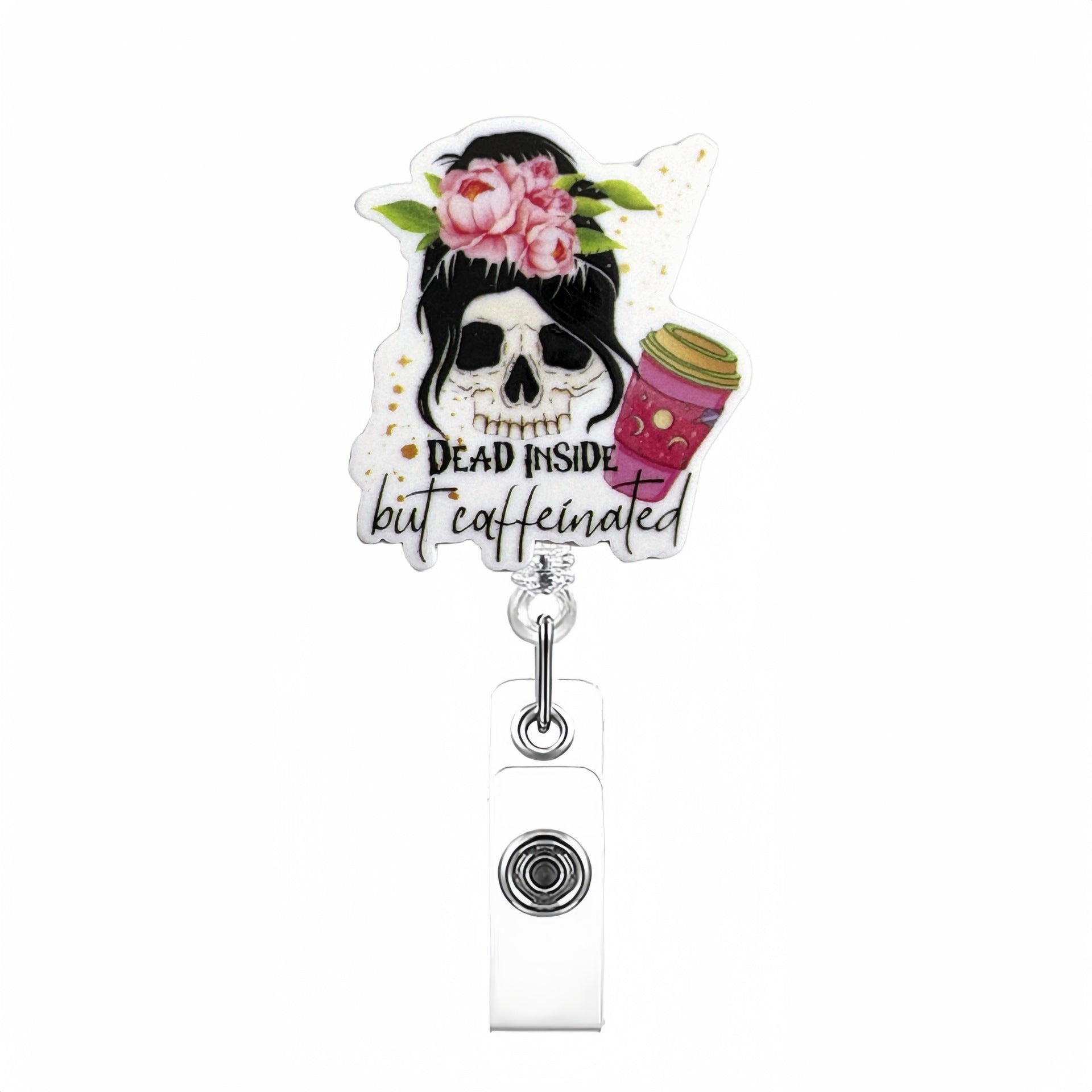 Wholesale Blackened Skeleton Medical Easy Pull Buckle  Badge Reels
