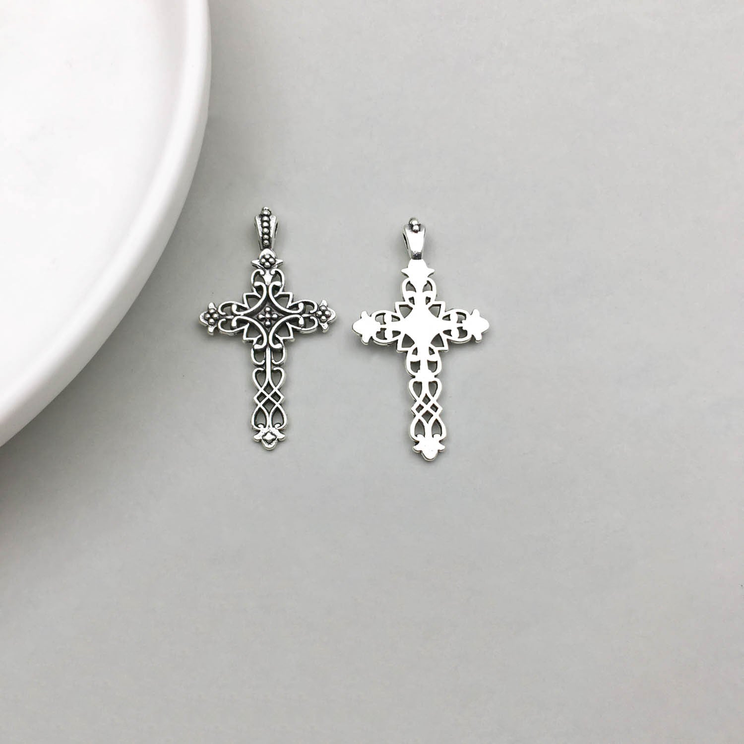 Wholesale 1 Antique Silver Alloy Cross Series Simulation Heart Cross DIY Pendant