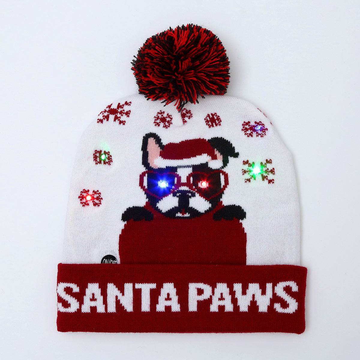 Wholesale Jacquard LED Christmas Knitted Beanie