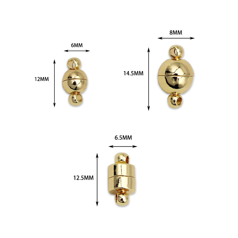 Wholesale DIY Copper Plated 18K Gold Round Cylindrical Magnet Clasp Necklace Bracelet Anti-Drop Closure Clasp