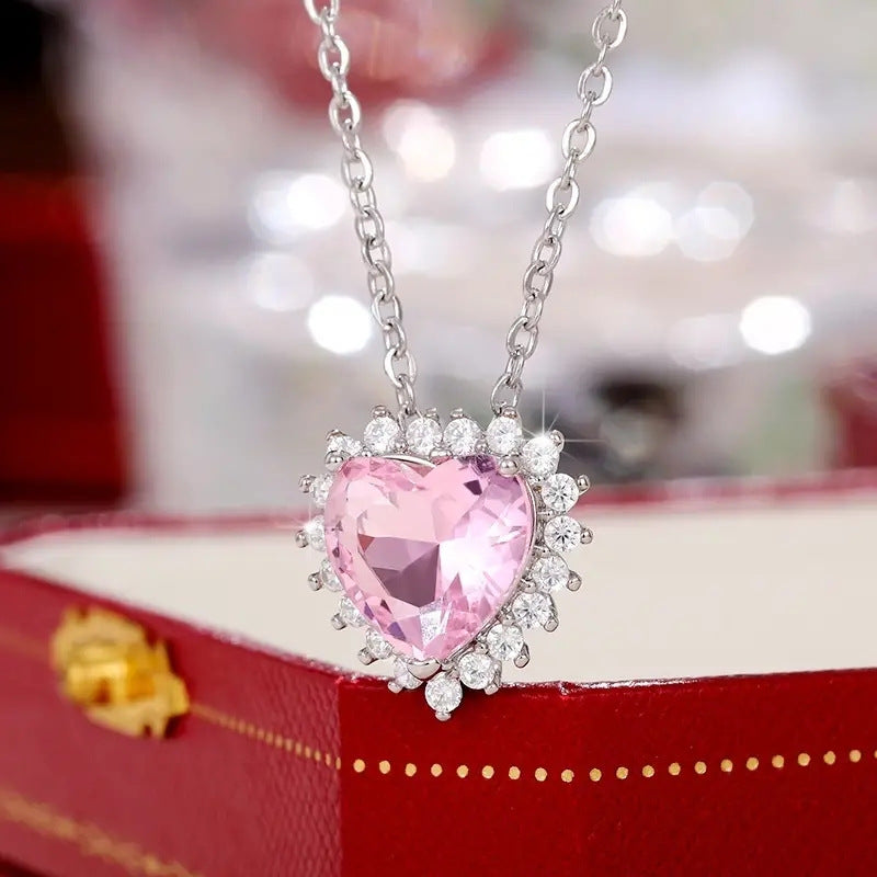 Wholesale  pink diamond zircon pendant necklace