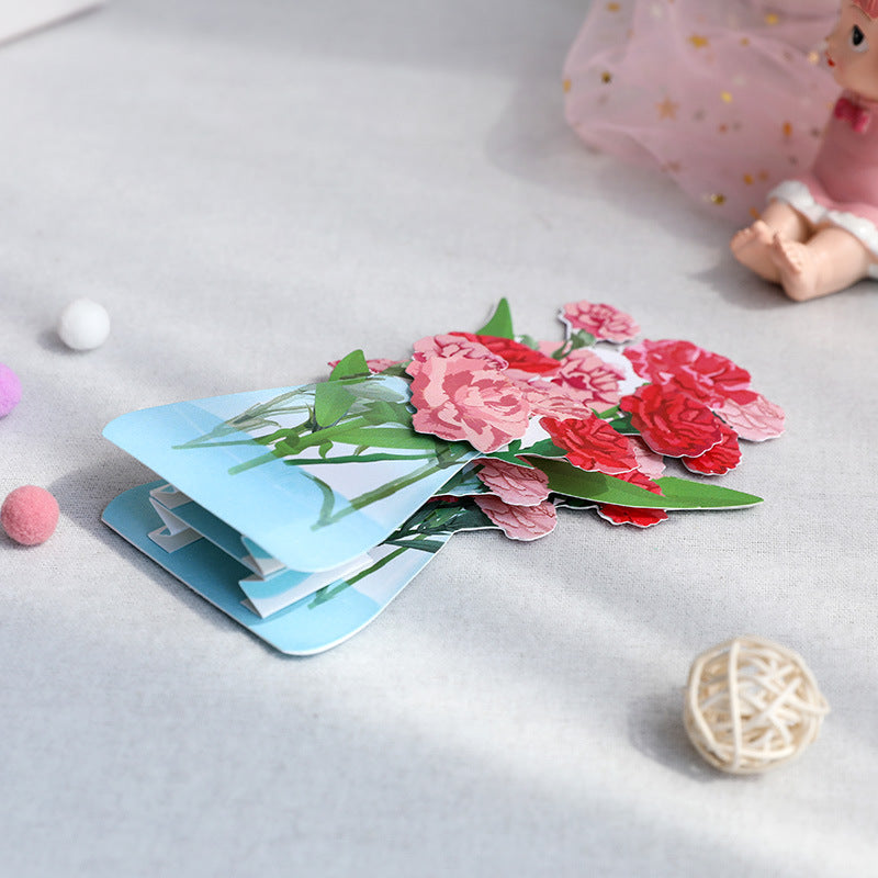 Wholesale Mother's Day Carnation Flower Folding Handmade Paper Carving 3D Greeting Cards