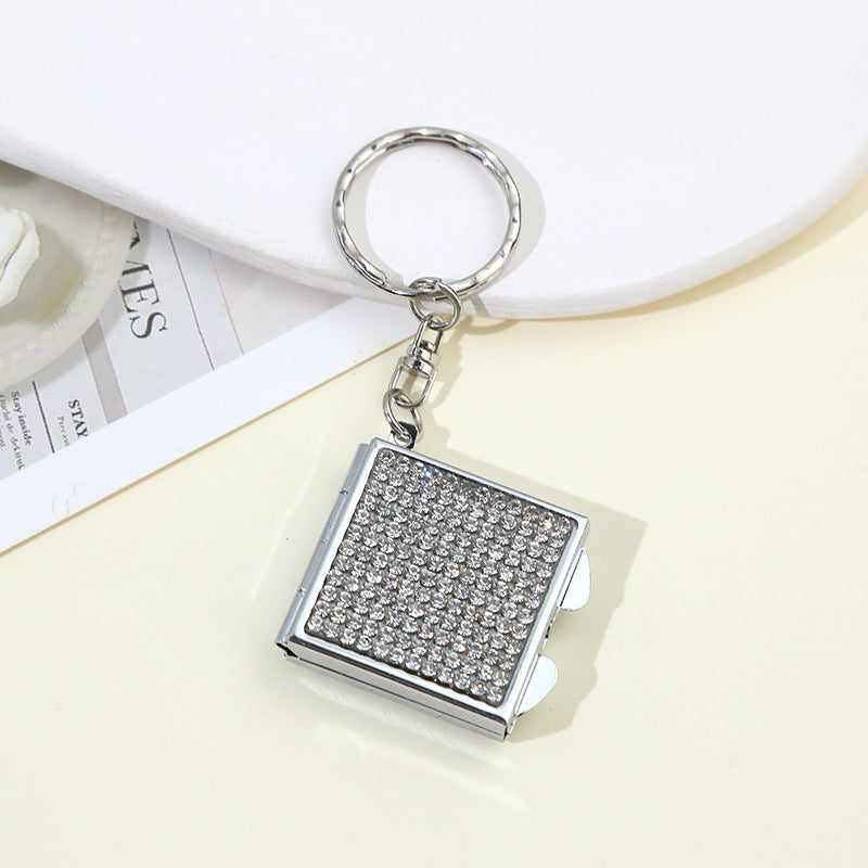 Wholesale Rhinestone Mini Makeup Mirror Keychain