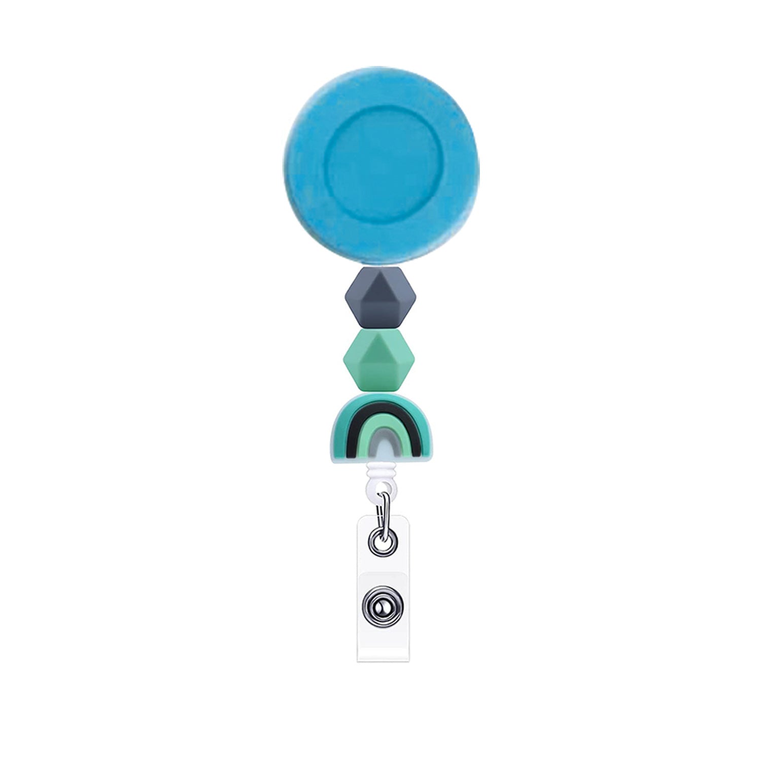 Wholesale Colored ABS Belt Clip Silicone Bead Badge Scroll Extendable Keychain