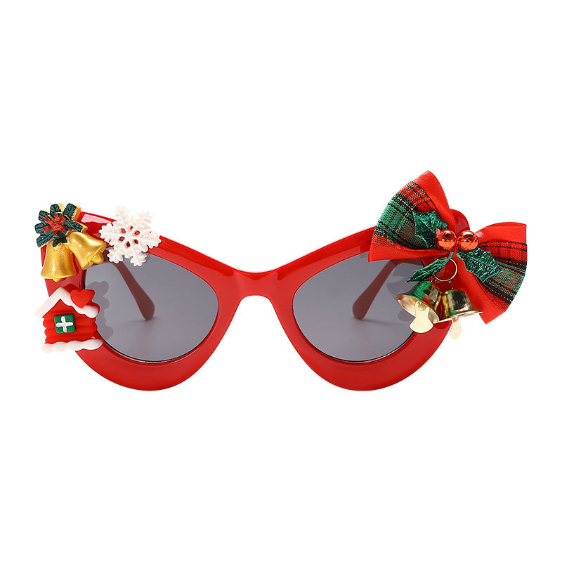 Wholesale Christmas Limited Edition Red Unique Cat Eye Large Frame Round Frame Y2K Santa Claus Personalized Sunglasses