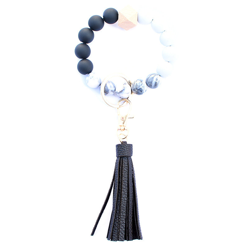 Wholesale Acrylic Beads Wooden Beads PU Tassel Bracelet Keychain
