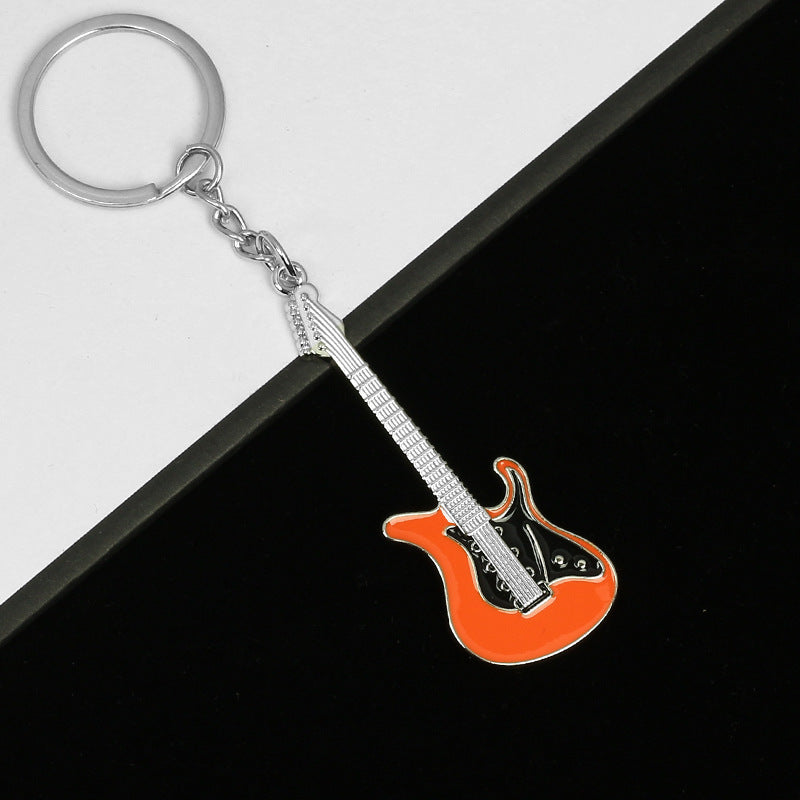 Wholesale Music Festival Metal Instrument Colorful Guitar Keychain