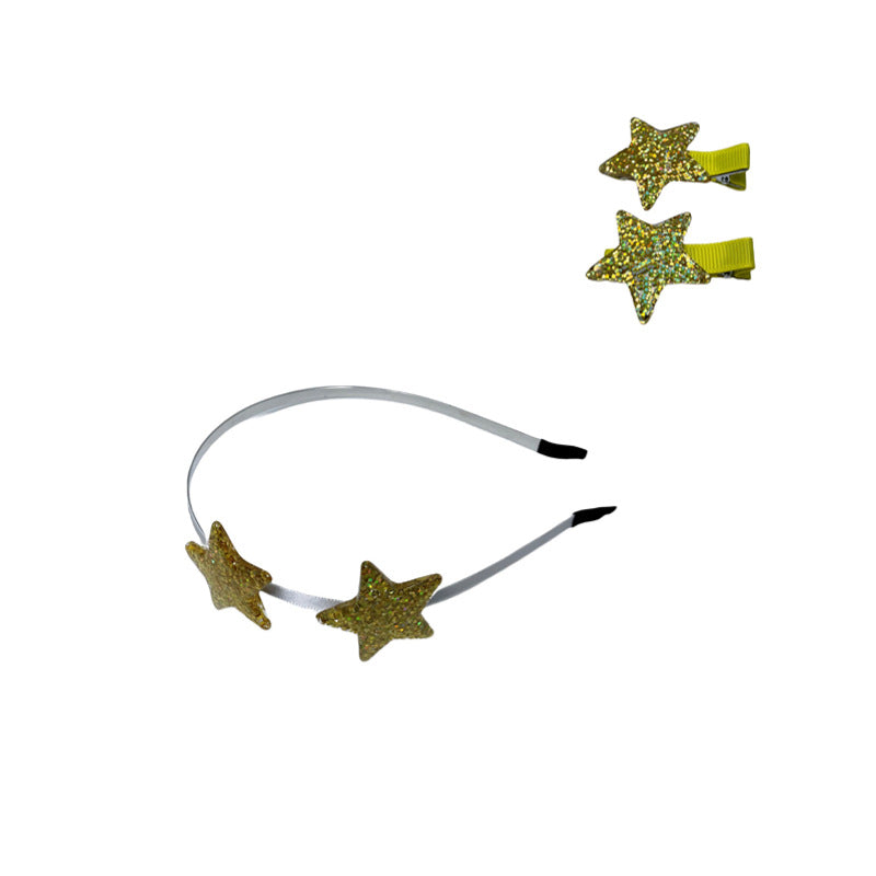 Wholesale Resin Valentine's Day love pink five-pointed star dress headband headdress set