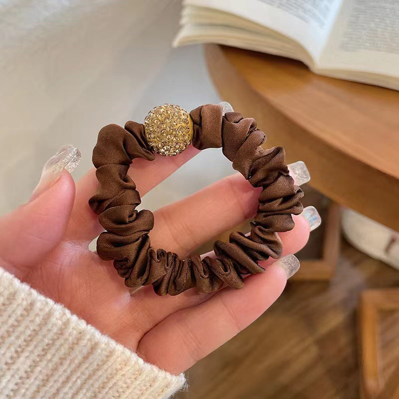 Wholesale Leopard Print Rhinestone Fabric High Elastic Large Intestine Hair Tie