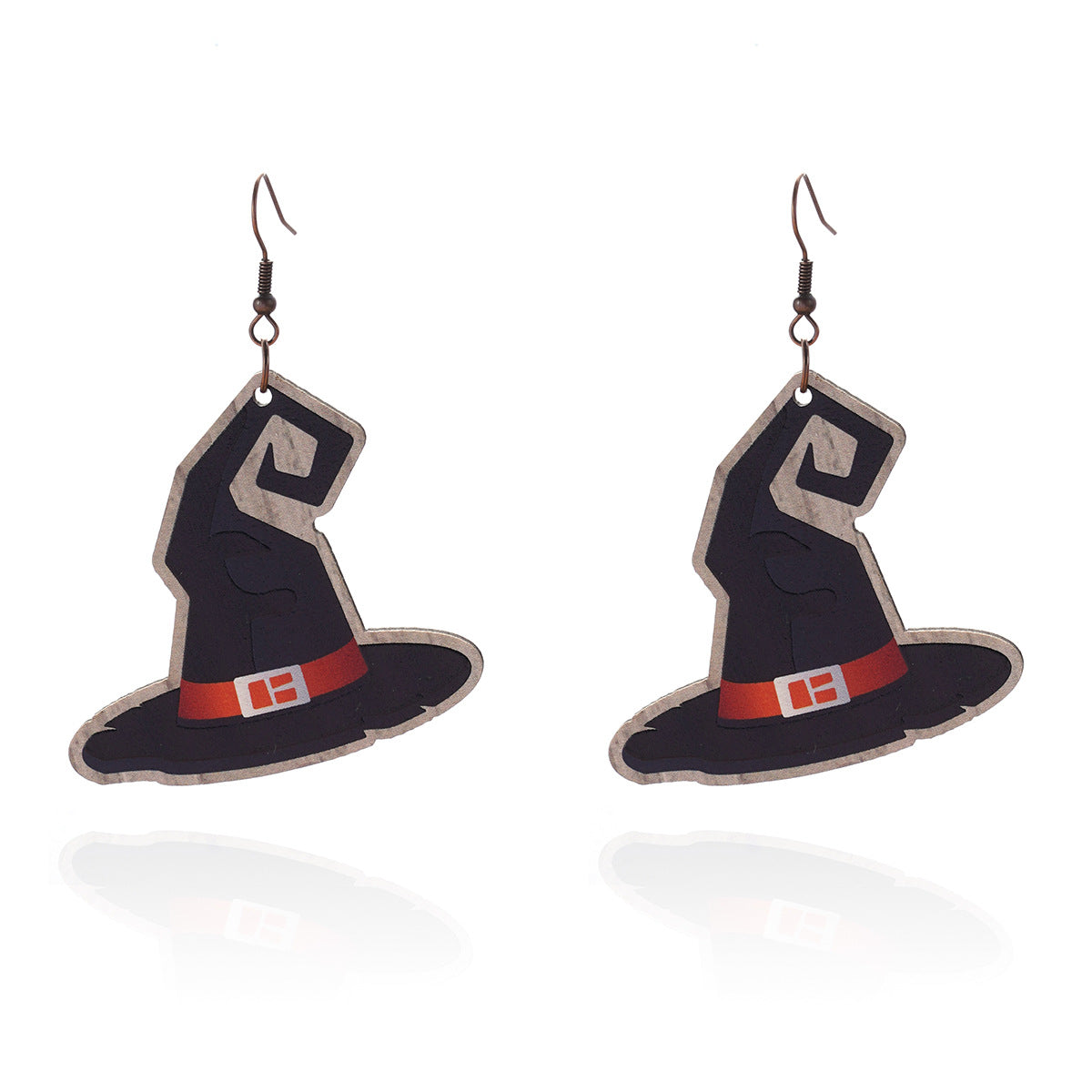 Wholesale Halloween Theme Funny Creative Cartoon Wooden Pumpkin Spider Kitten Earrings