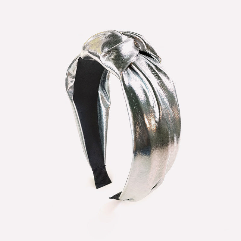 Wholesale Simple Wide Edge Colorful Shiny Leather Tied Hair Hoops