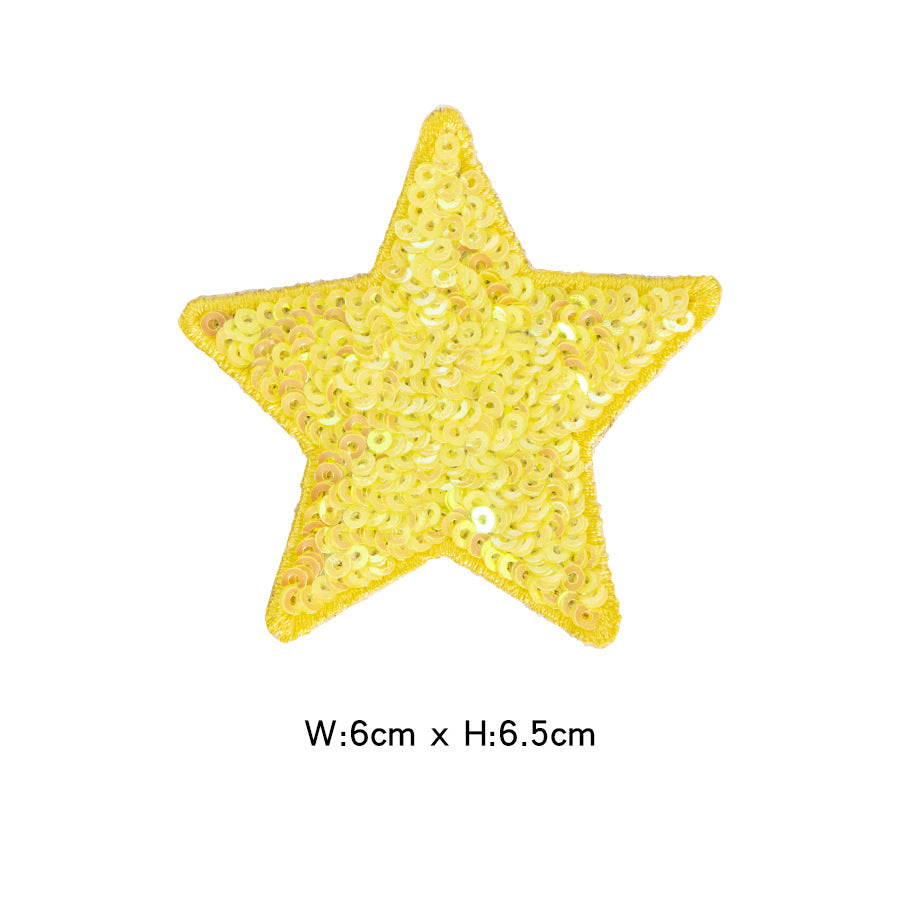 Wholesale Felt Sequined Five Point Star Patch Self Adhesive Applique For Clothing And Dance Costumes