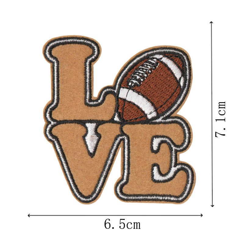 Wholesale Decorative Cartoon Football Leopard Embroidered Iron On Patches Set Of 9 For Towel Cap DIY