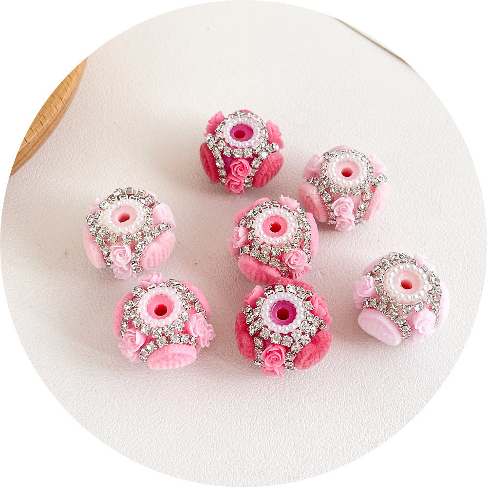 Wholesale 20pcs Valentine's Day pink rose Crystal Beads