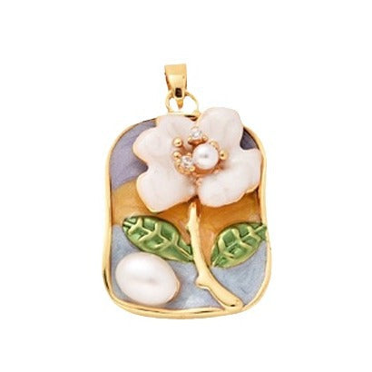 Wholesale Pearl Necklace Melon Buckle Pendant Oil Dropping Oil Painting Style Rose DIY Pearl Necklace Sweater Chain Accessories New