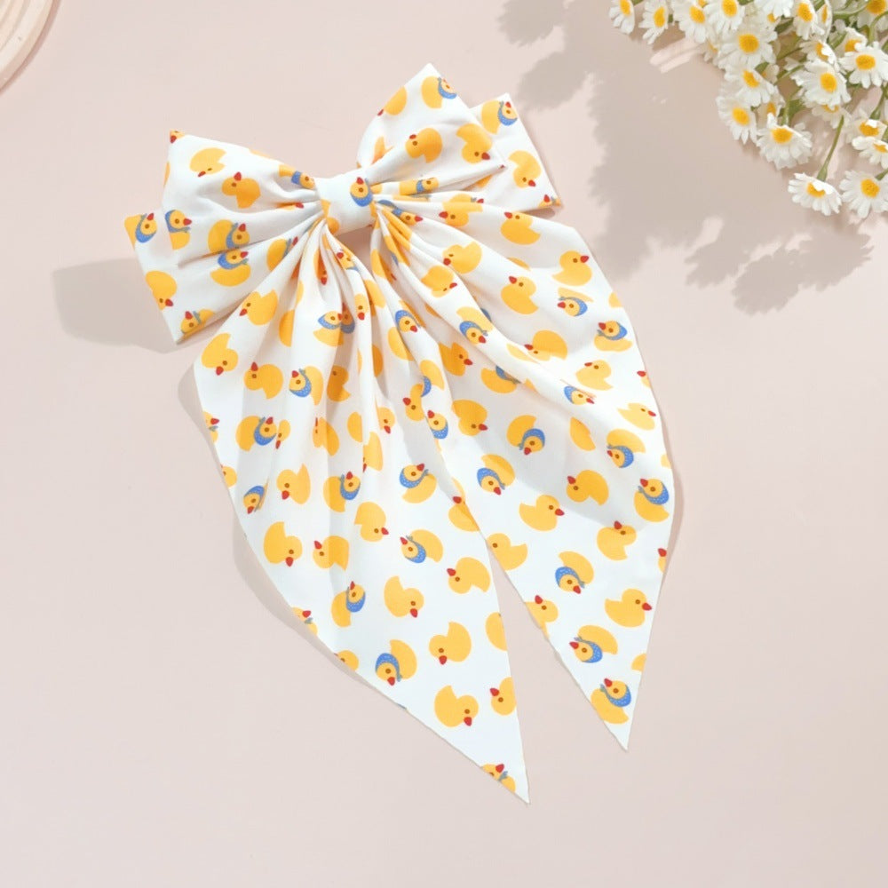 Wholesale Printed Double-Layer Bow Spring Clip Cute Hair Accessory