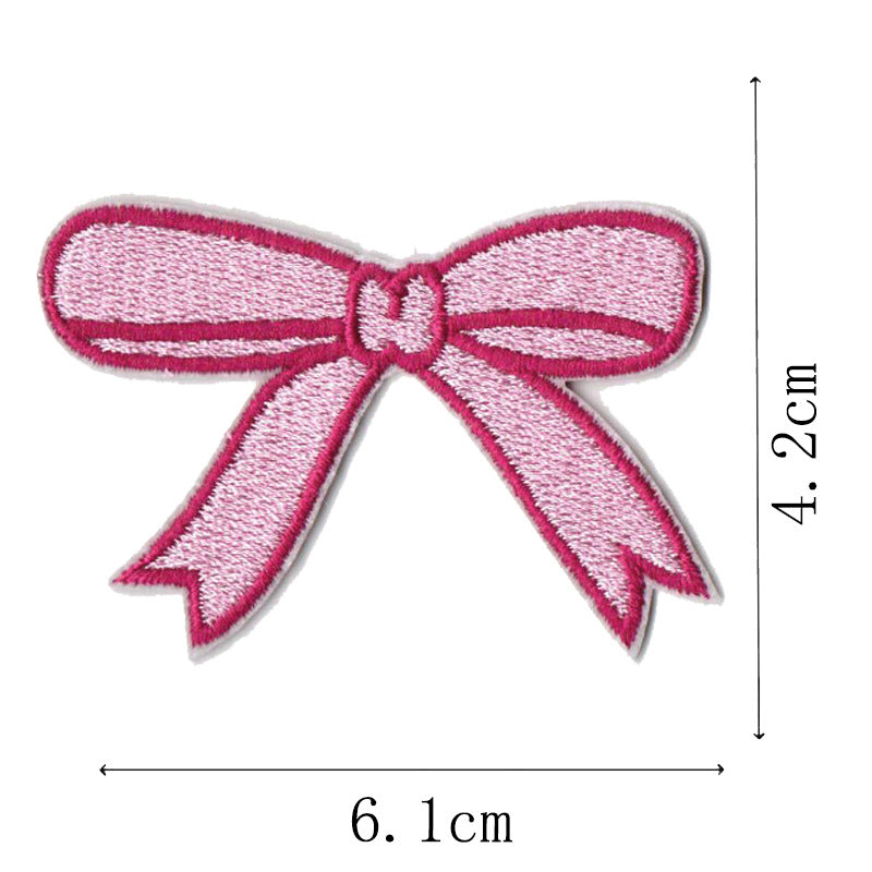 Wholesale Pink bow embroidery DIY Patches