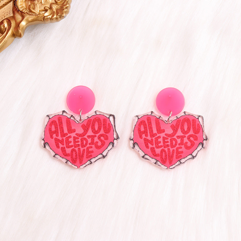 Wholesale Valentine's Day Acrylic Love Cat Dwarf Flamingo Earrings