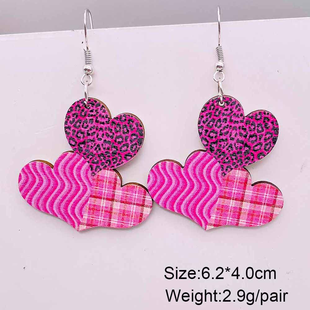 Wholesale Valentine's Day Cow Pink Love Truck Cross Wooden Earrings