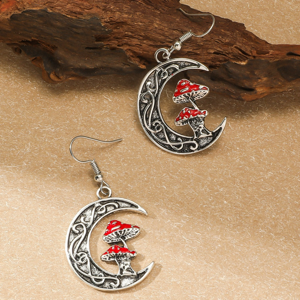 Wholesale Stylish and Simple Moon Red Mushroom Earrings